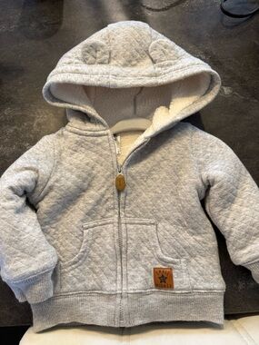 Simple Joys by Carter Quilted Light Gray Sherpa-Lined Kids Hoodie Jacket